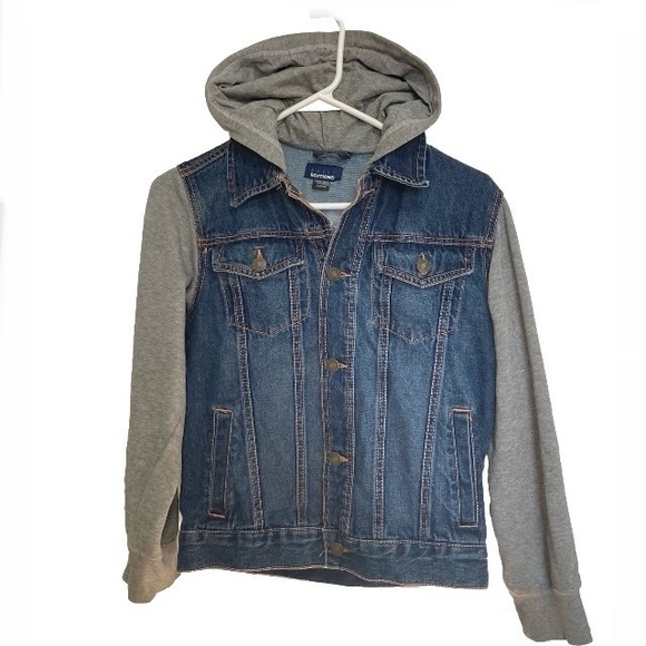 Denim Hoodie Trucker Jean Jacket Blue Gray BASIC EDITIONS Youth Unisex Large 10 - Picture 2 of 10